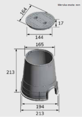 Slika Ventilski jašek okrogel s pokrovom |Fi: 194 mm x 230 mm|
