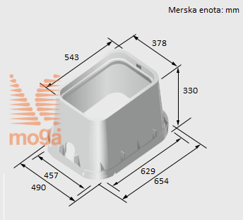 Slika Ventilski jašek Jumbo s pokrovom |D: 654 mm x Š: 483 mm x V: 310 mm|