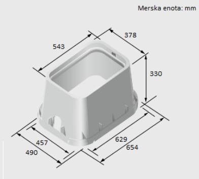Slika Ventilski jašek Jumbo s pokrovom |D: 654 mm x Š: 483 mm x V: 310 mm|